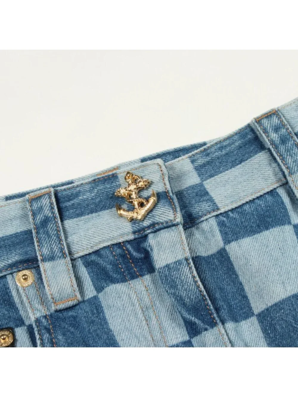 Louis Vuitton Skirt Damier WW Rxz Cotton Denim